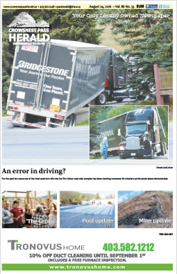 Crowsnest Pass Herald Front Page
